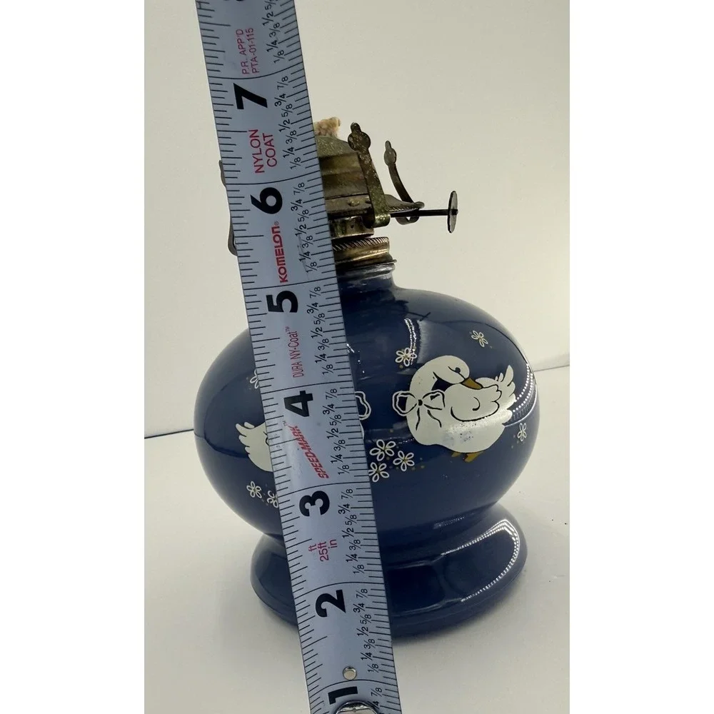 Vintage Lamplight Farms Kerosene Lamp –Lavender Blue with Ducks Cottagecore